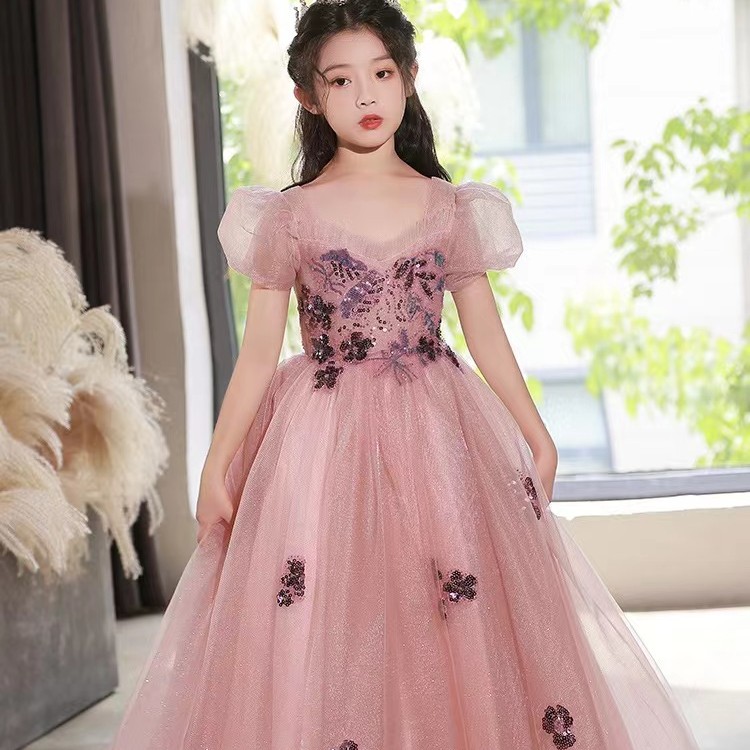 【紫葡萄】儿童女童洋气生日走秀小女孩花童蓬蓬纱