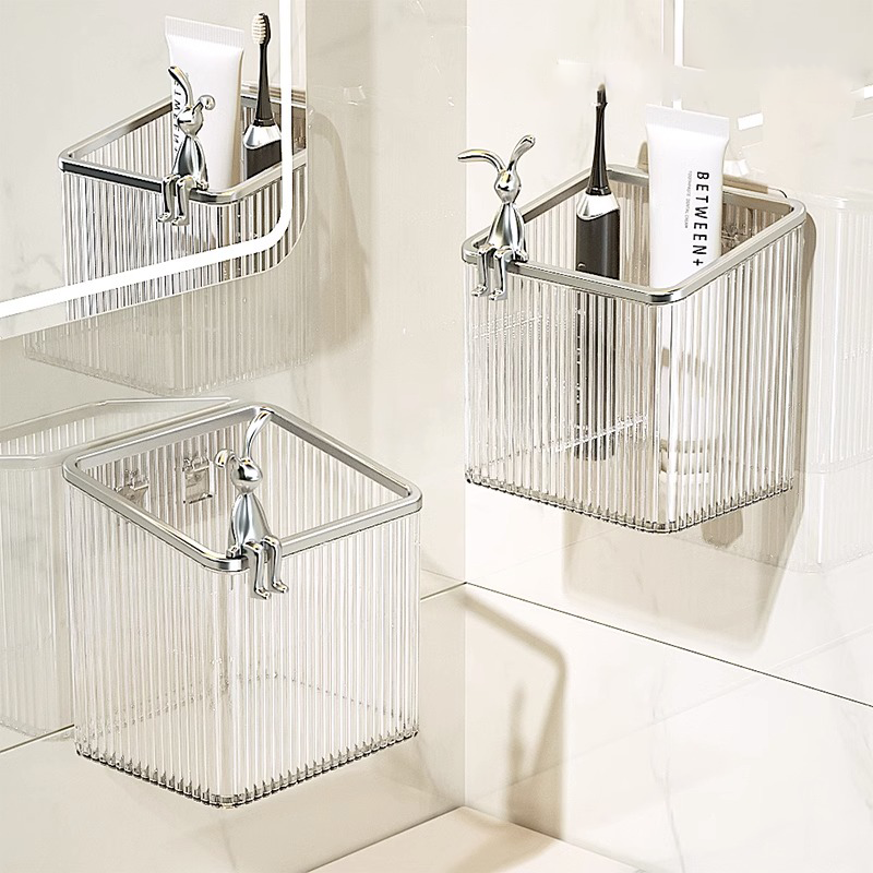 deHub牙刷牙膏梳子置物架浴室免打孔壁挂厕所洗漱台剃须刀收纳筒