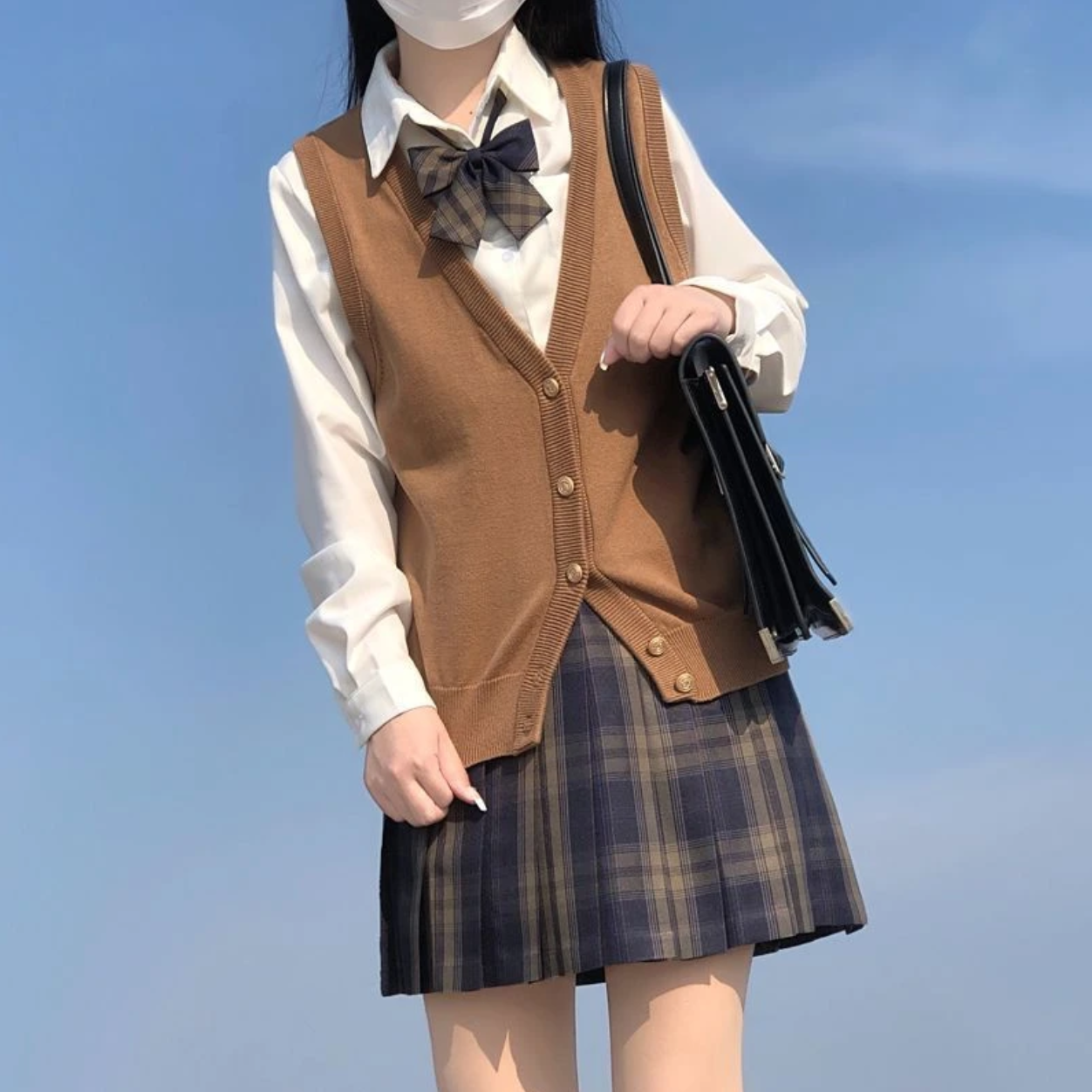 JK制服基础款毛衣背心马甲日系学院风纯色上衣百搭宽松针织衫外套