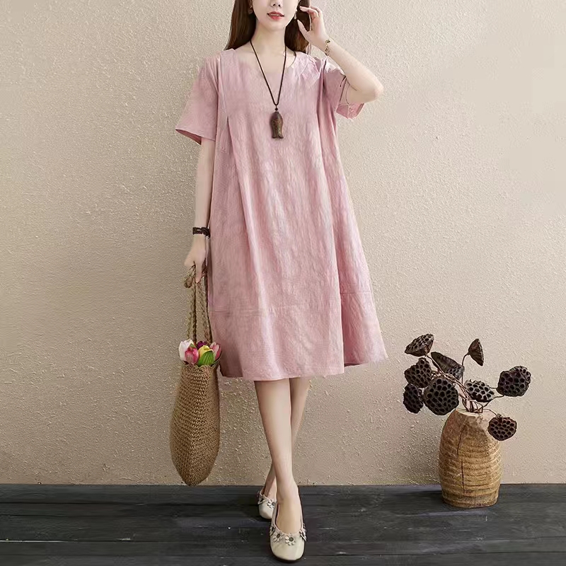 2号宽松连衣裙女装连衣裙气质减龄纯色韩版甜美宽松连衣裙气质