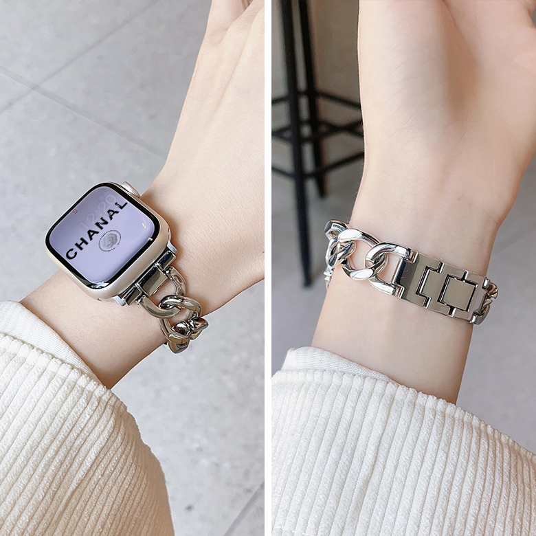 适用iwatch S10表带S9苹果手表带7金属S8小香风Se高级女表链Ultra