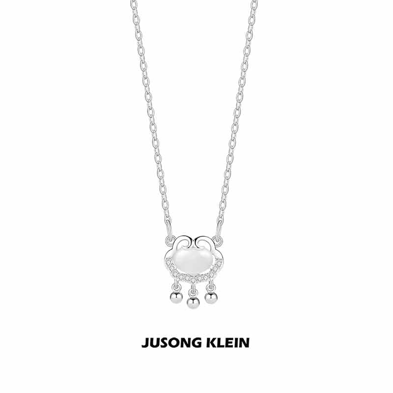 Jusong klein 钛钢项链 时髦好物平安锁项链女轻奢小众祥云长命锁