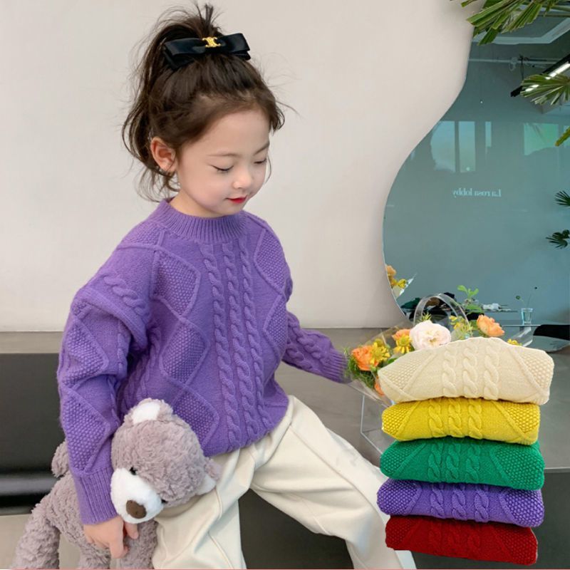 春秋大童女童毛衣外套洋气宝宝加厚儿童套头针织衫秋冬女孩毛线衣