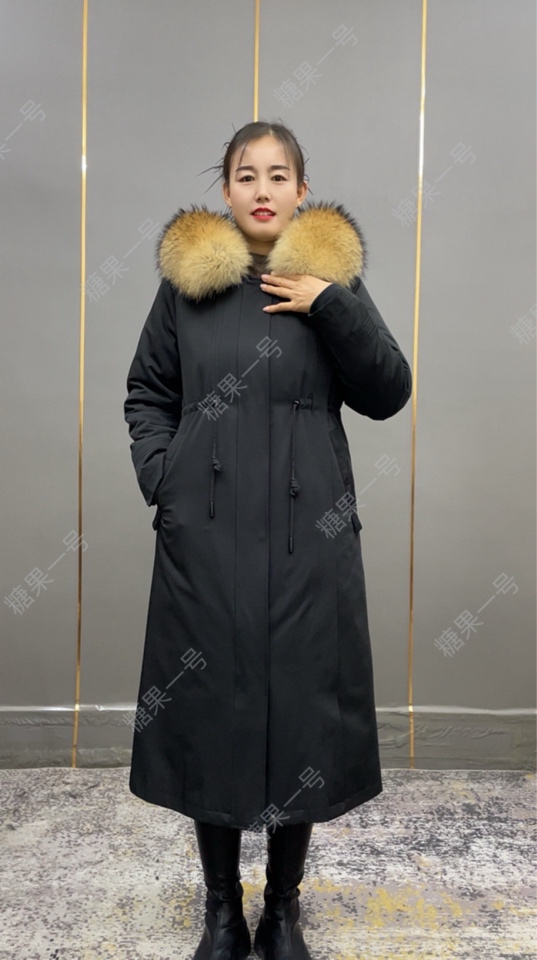 24款长款女装冬季加绒派克服加厚兔毛内胆毛领内胆可拆卸假一赔十