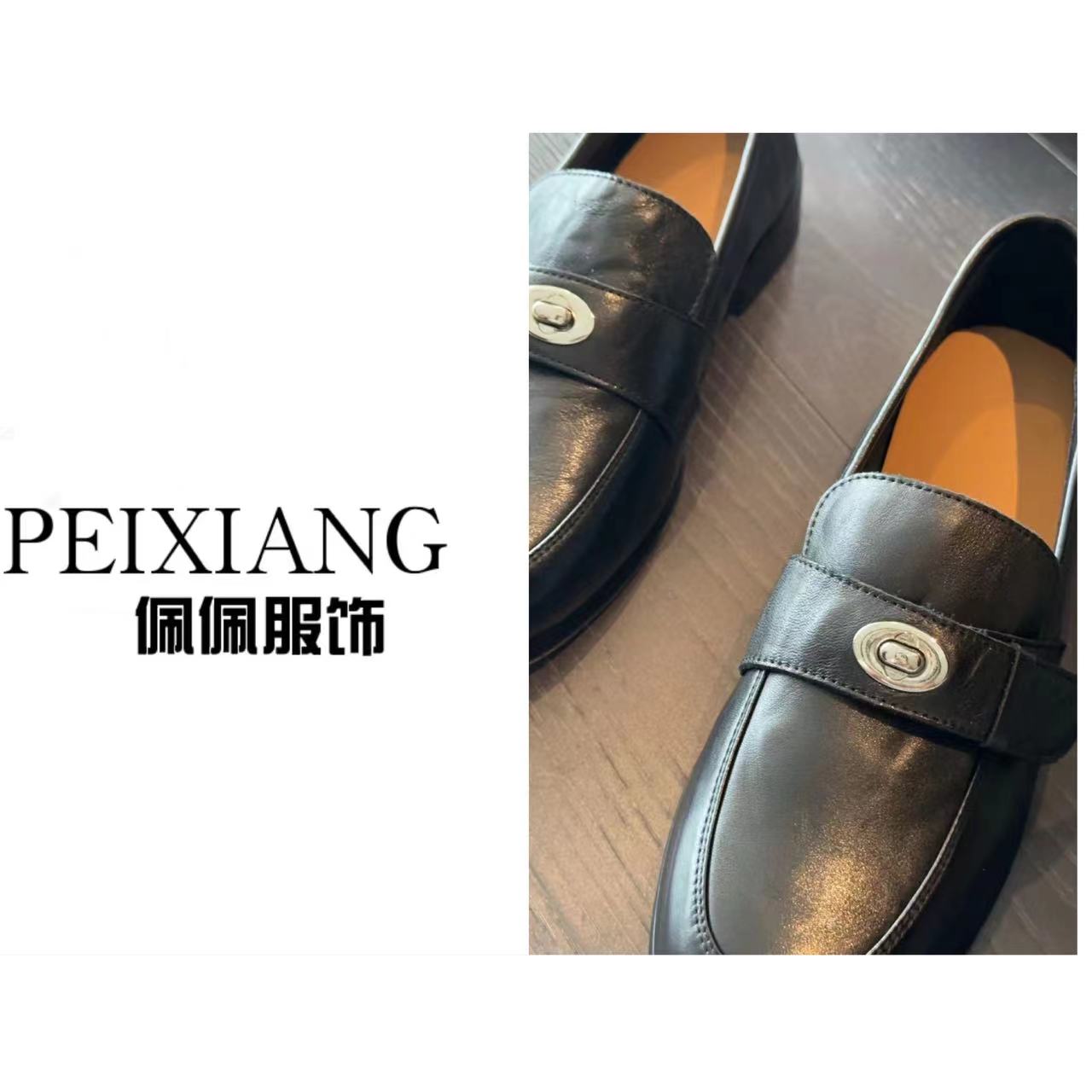 佩佩JA 【扣子单鞋】鞋子  W2810  5085067  黑色百搭时尚英伦风 