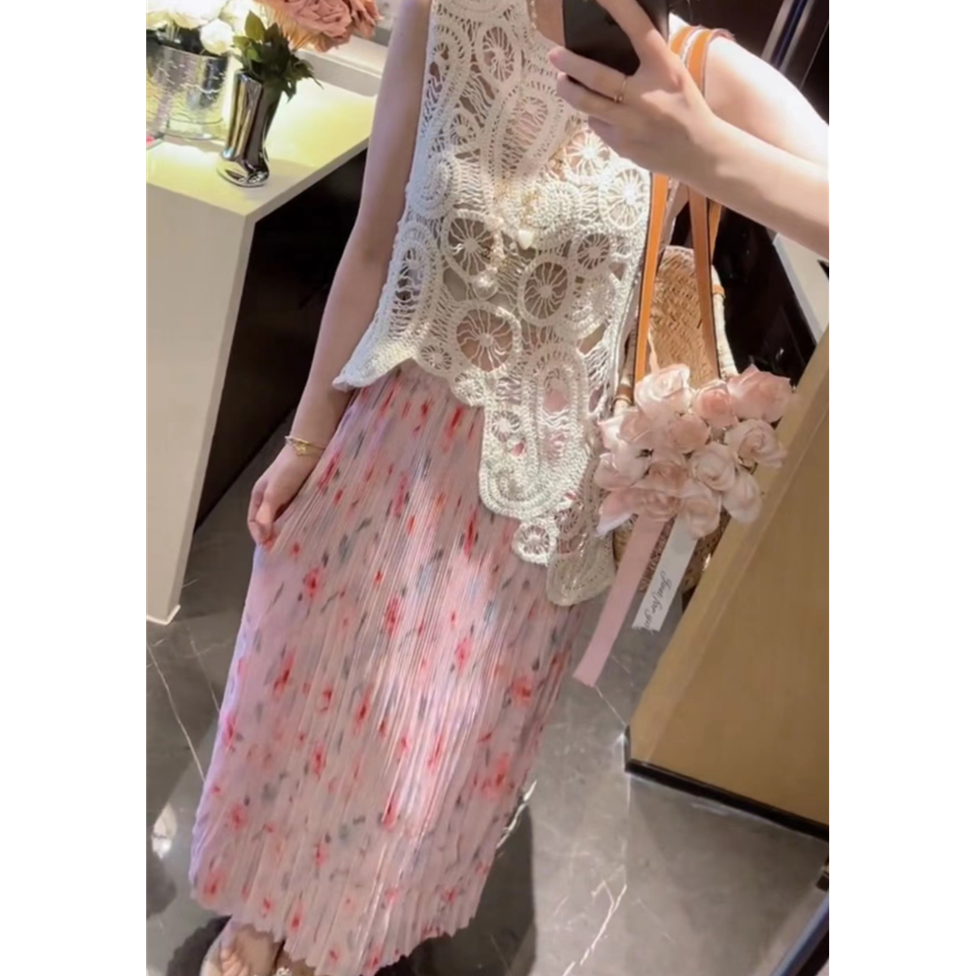 【现货秒发】-洋洋优选-飘逸优雅松紧腰碎花百褶裙半身裙女YY69922