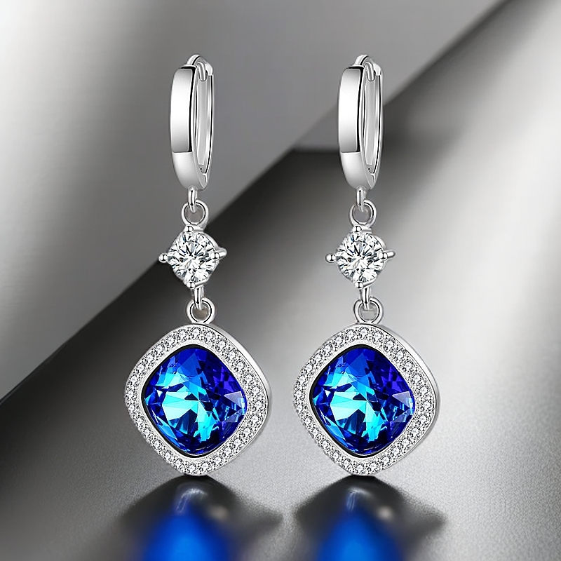925银耳饰 轻奢小众蓝色耳环女高级感气质耳坠百搭时尚新款耳饰
