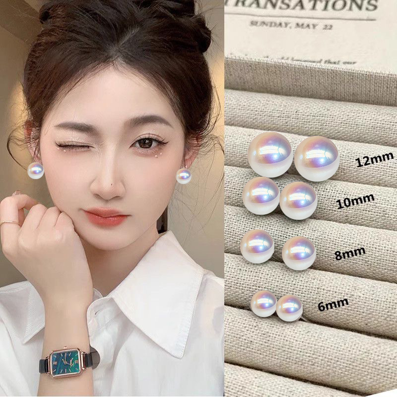 925银耳饰 极光海水珠 正圆无暇耳环不过敏时尚大气耳坠耳饰