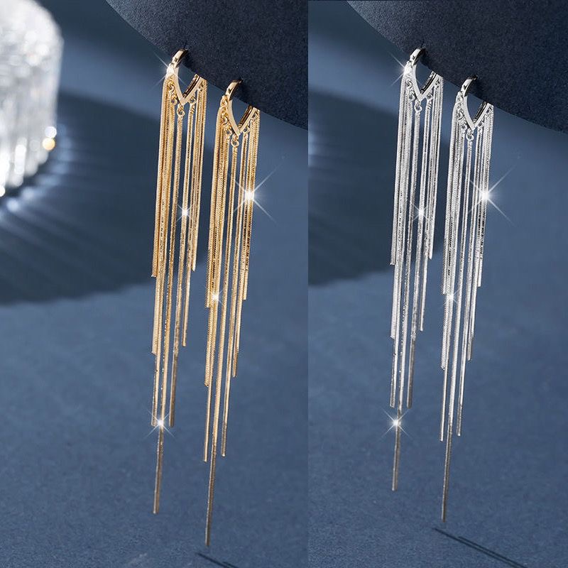 925银耳饰 925纯银长款流苏网红气质高级感耳环显瘦耳坠耳线女