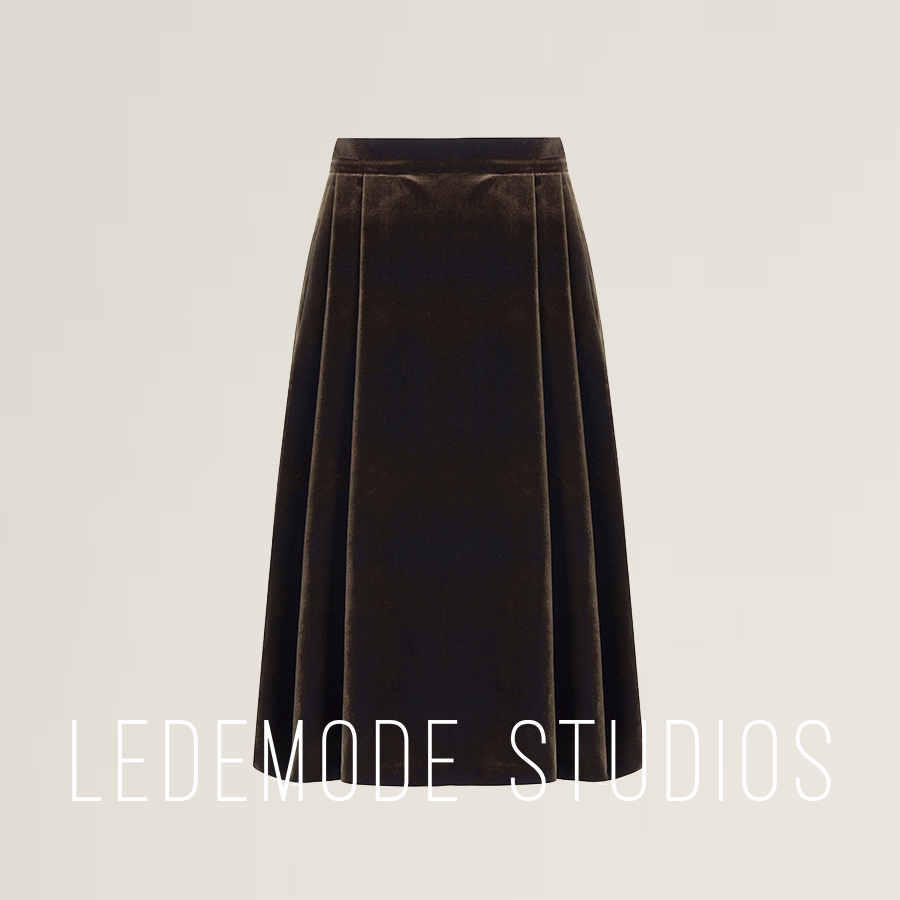 来末/时装工艺重磅高支高密丝绒松紧腰伞裙