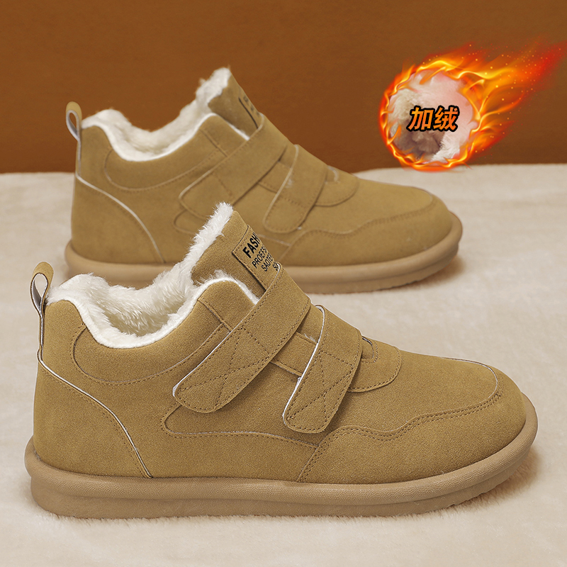 回力瑞2023年冬季高帮棉鞋男款加绒加厚魔术贴户外保暖雪地靴