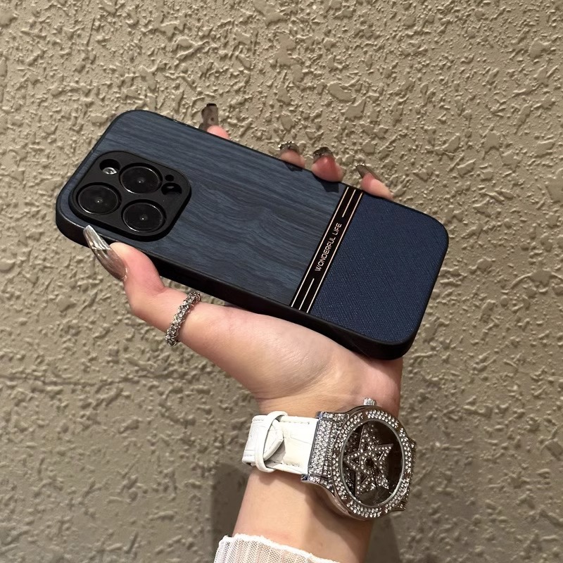 木纹苹果15promax手机壳素皮新款iphone14高级感13防摔12全包镜头