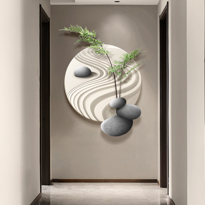 现代风玄关餐厅装饰画立体绿植挂画禅意个性走廊尽头壁画轻奢简约