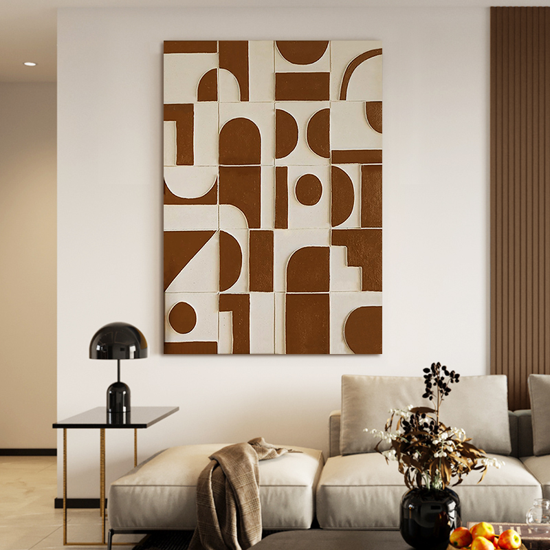 侘寂风入户玄关装饰画立体浮雕抽象现代简约挂画手绘油画客厅壁画