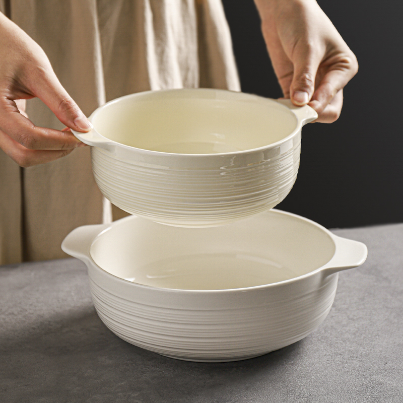 川岛屋双耳汤碗家用2025新款大号陶瓷汤盆螺蛳粉碗8寸拉面泡面碗