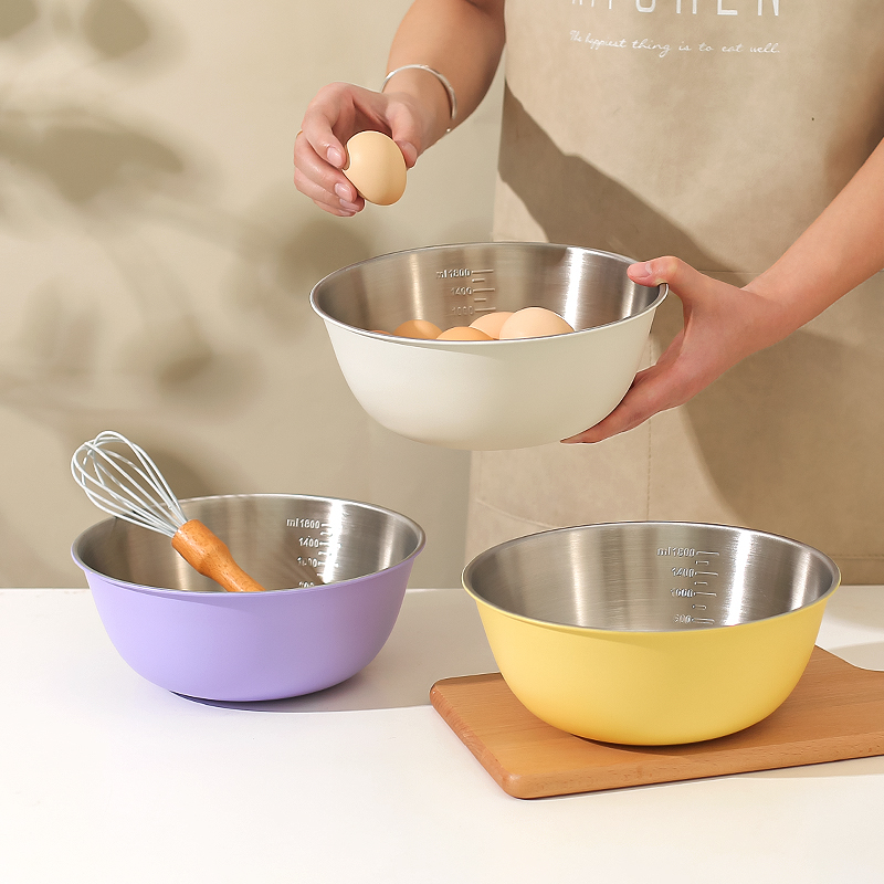 川岛屋不锈钢沙拉碗家用凉拌菜料理盆和面揉面打蛋碗水果色拉大碗
