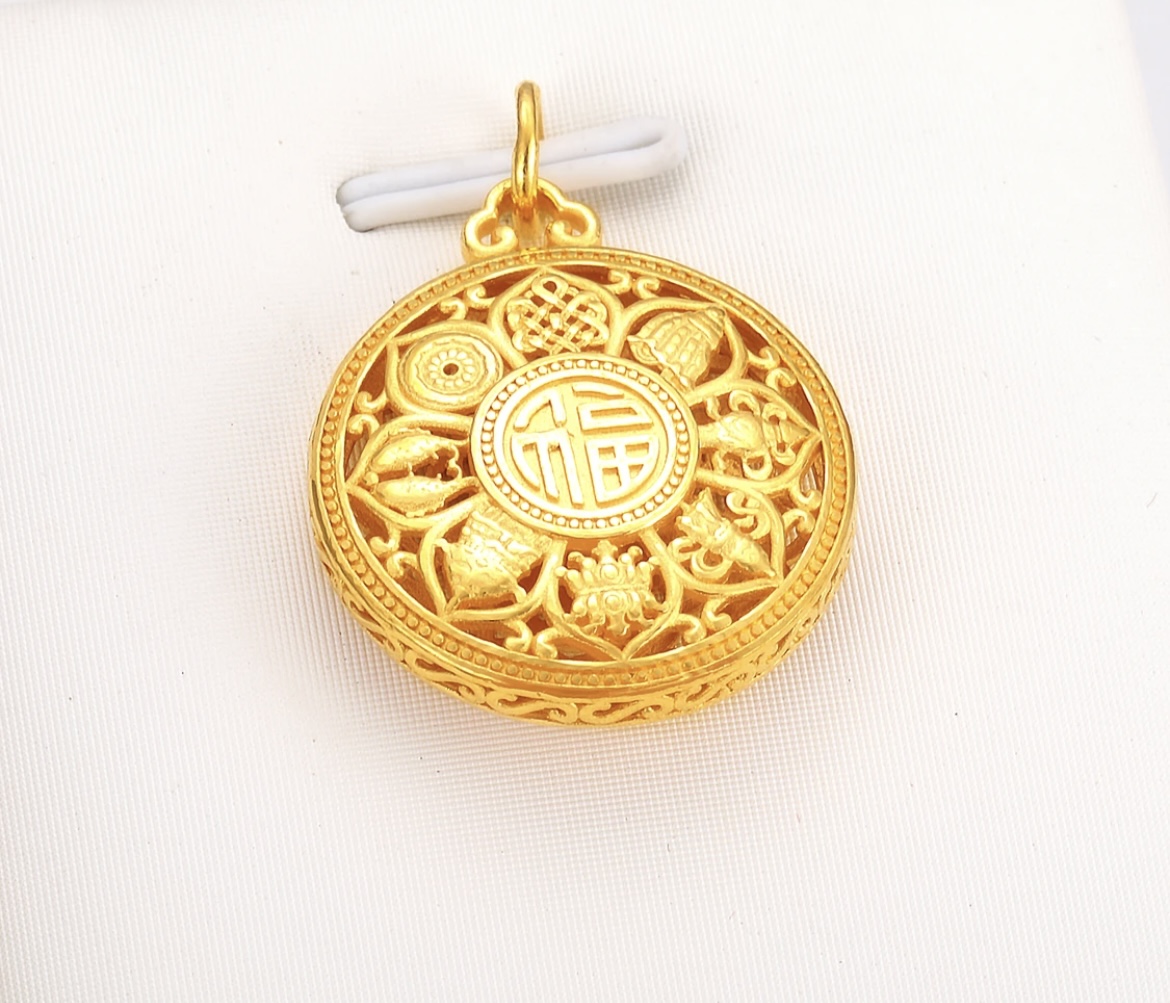 合金吊坠 精工【八宝罗盘吊坠】时尚双面精美项坠百搭福字牌高端