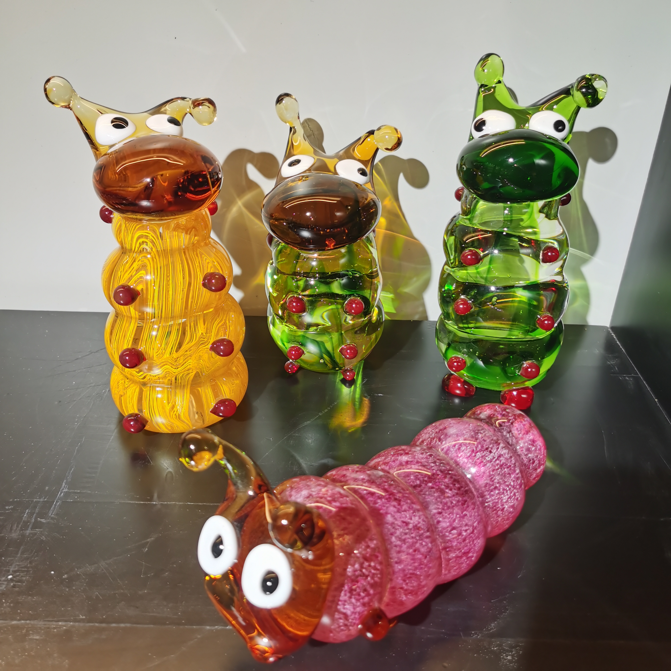 领尚琉璃工坊 纯手工制作热塑琉璃毛毛虫时尚创意简约 摆设家用