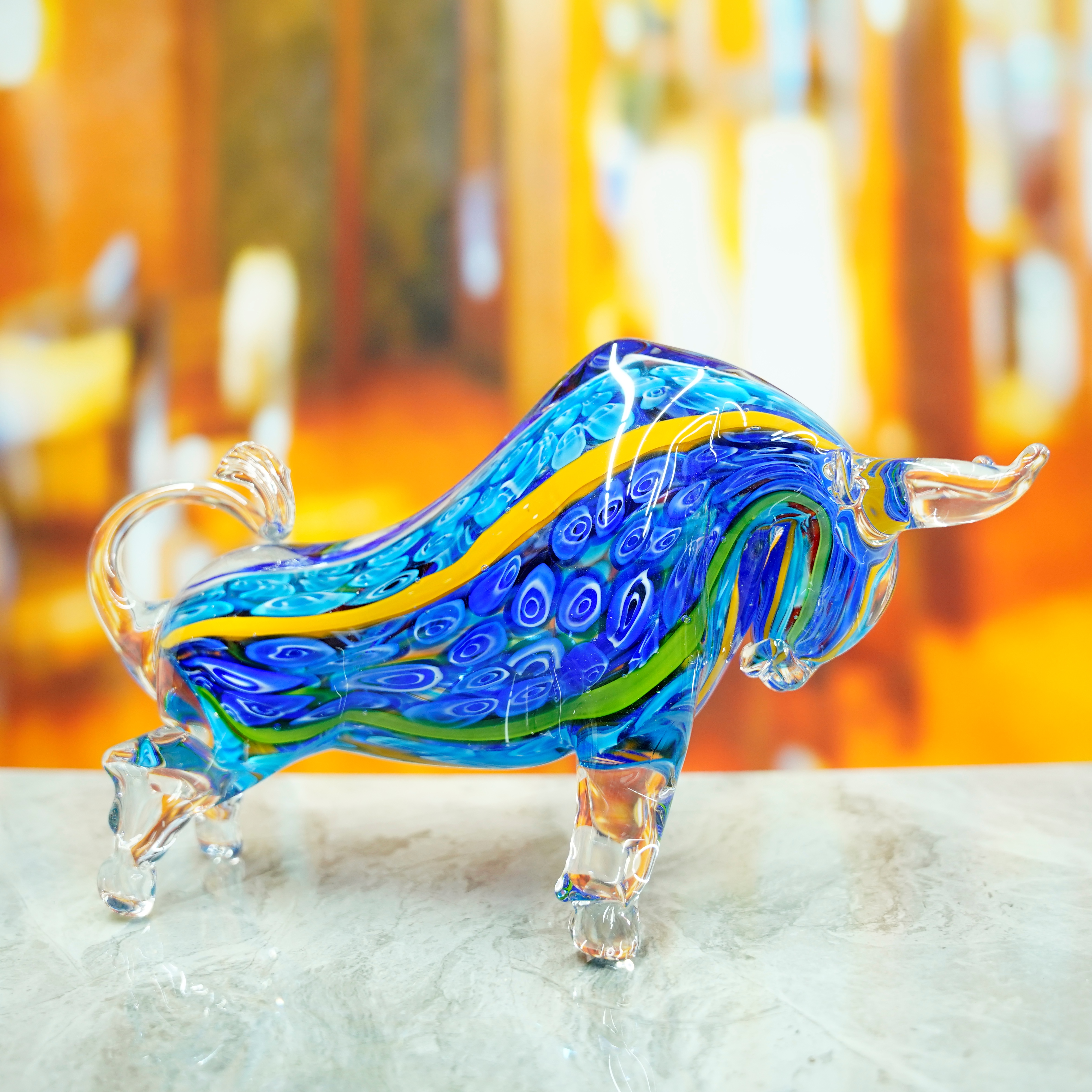 领尚琉璃工坊纯手工热塑琉璃牛摆件家居装饰摆件