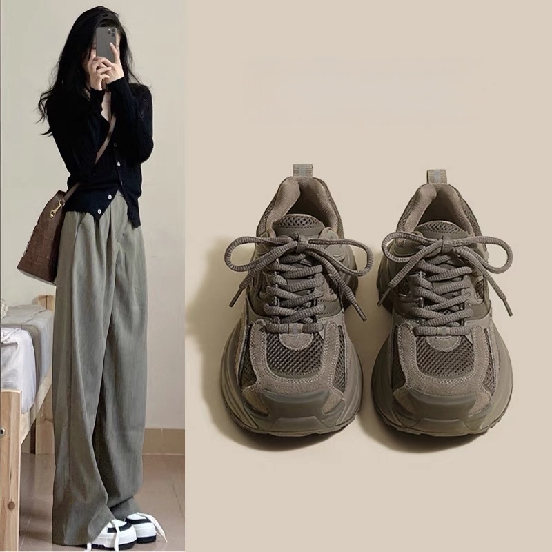 红蜻蜓牌老爹鞋女2023新款秋冬厚底复古运动跑步鞋百搭休闲女鞋