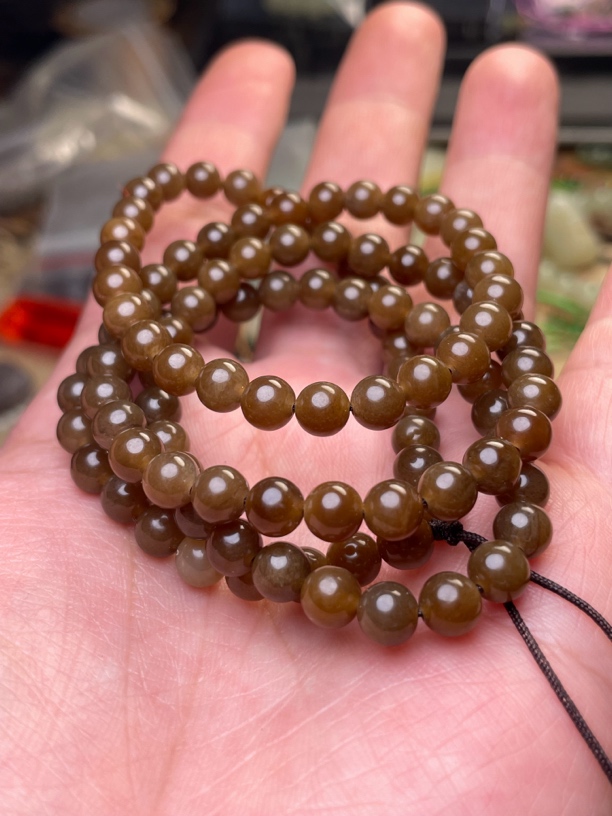 和田玉糖料卡6串108颗颈饰