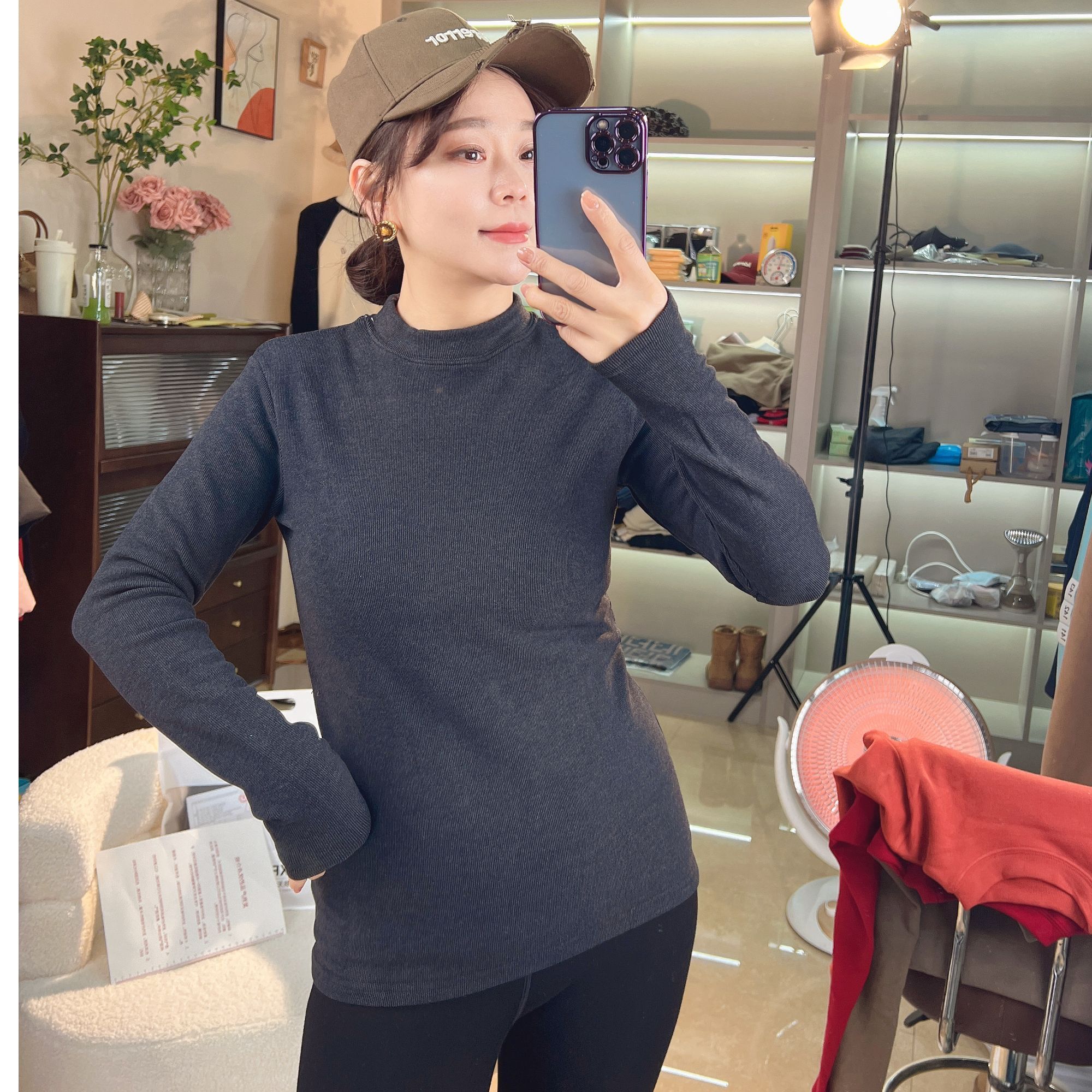 无敌舒适【升级3代德绒】女士480g加绒加厚发热保暖 百搭立领打底衫