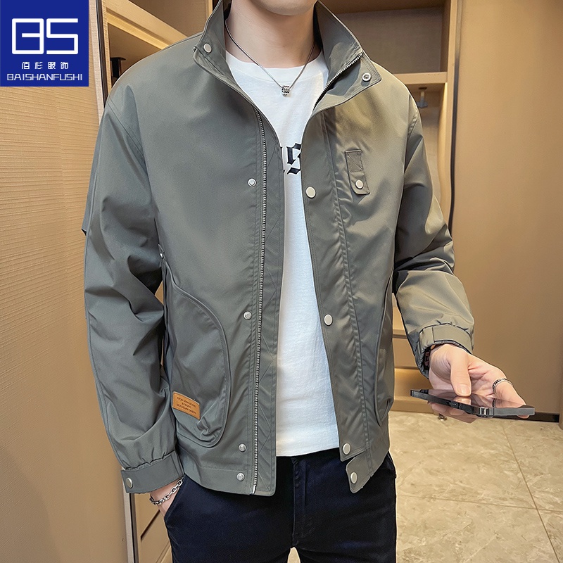 立领夹克宽松薄款2023新款潮流休闲外套春装韩版百搭修身服爆款