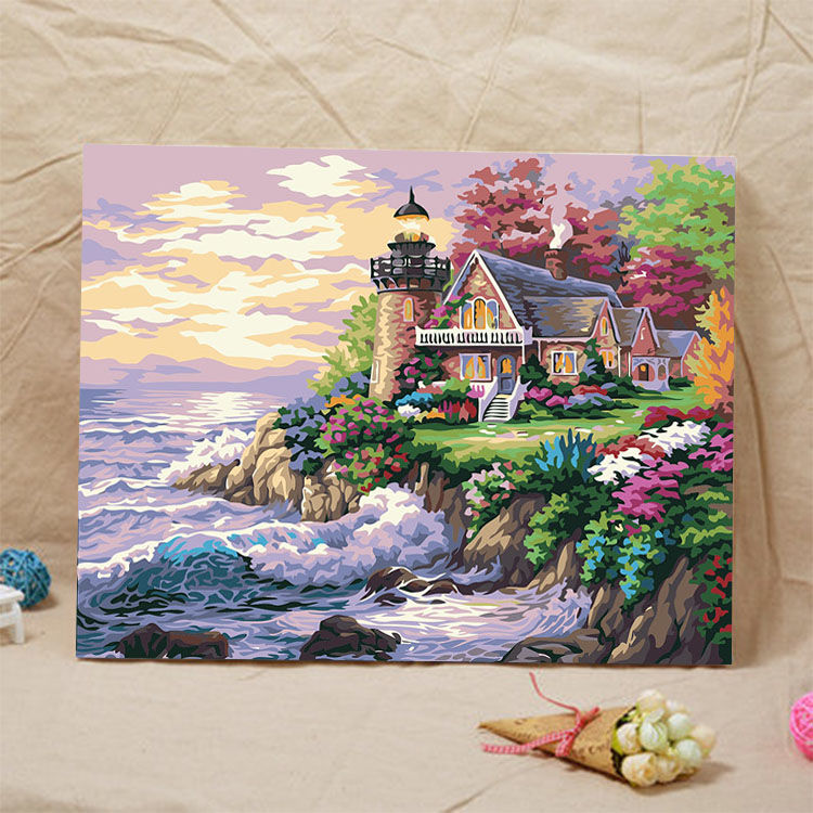 【新疆包邮】diy数字油画减压填充绘画涂色手工制作品礼物客厅风景