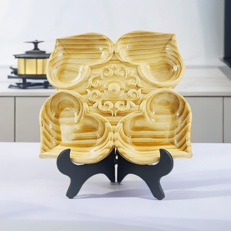 AKSARAY新款创意中式复古家用精致木制木质干果盘糖果盘点心盘