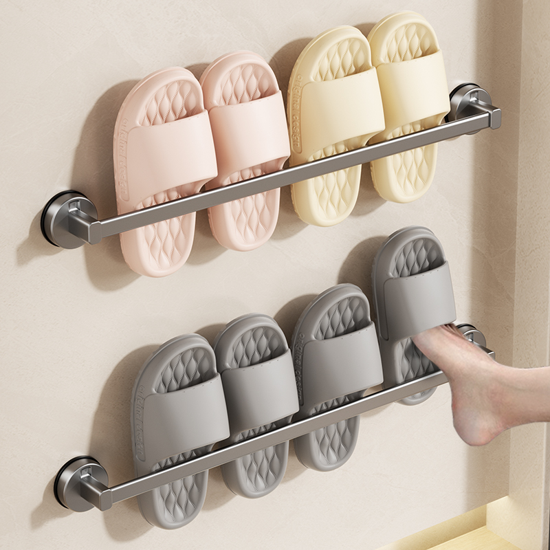 吸盘拖鞋架浴室免打孔鞋子沥水收纳神器厕所卫生间置物架壁挂挂架