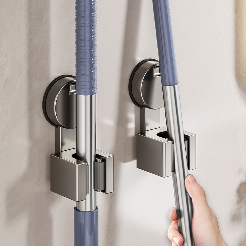 卫生间吸盘拖把壁挂夹浴室免打孔神器固定挂钩扣扫把置物收纳挂架