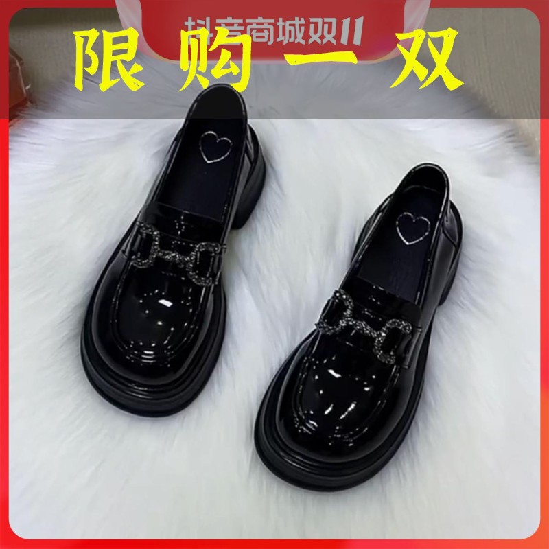 红蜻蜓牌乐福鞋女2023新款百搭松糕厚底小皮鞋增高软底单鞋