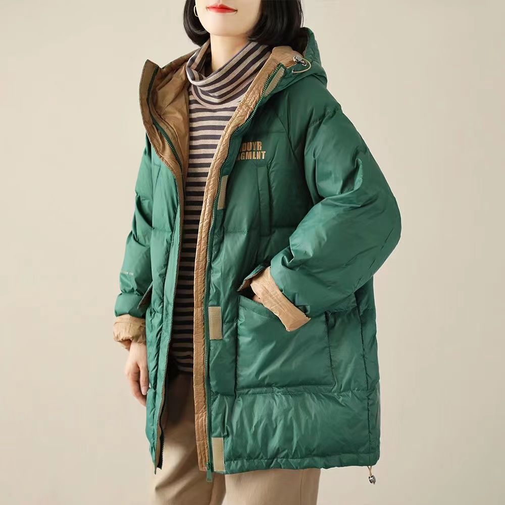 波司澄白鸭绒羽绒服女文艺百搭宽松大码休闲显瘦韩版字母冬季外套