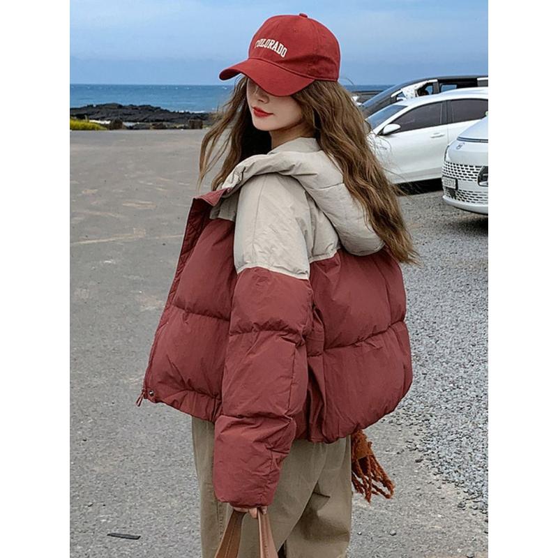 美拉德防寒保暖学生棉服女冬装新款韩版拼接棉衣潮流夹棉外套