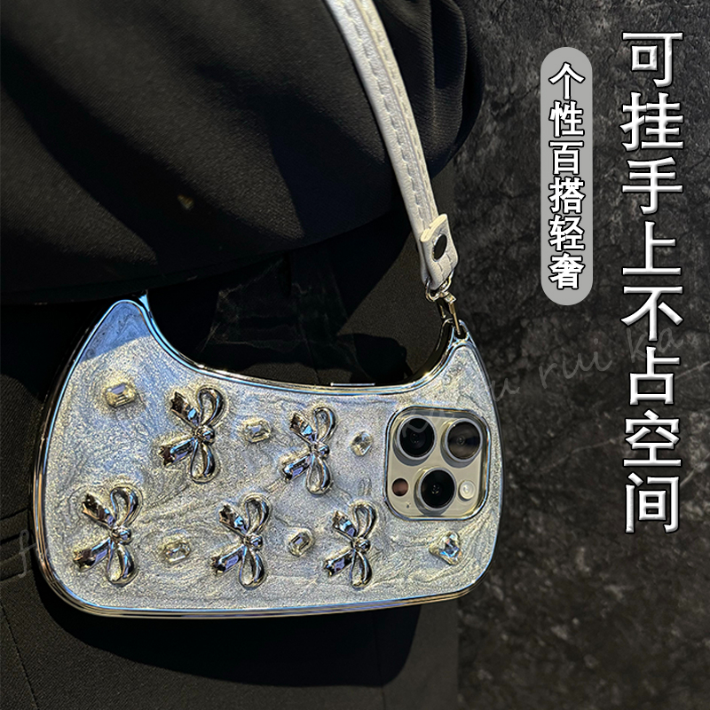 奢华适用苹果15promax高颜值爱心包包手机壳iPhone13时尚防摔12硬