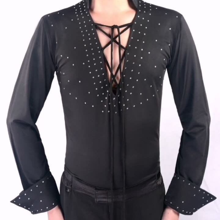 XISAA品牌新款批发男士摩登交谊恰恰外贸舞蹈练功服拉丁舞蹈套装