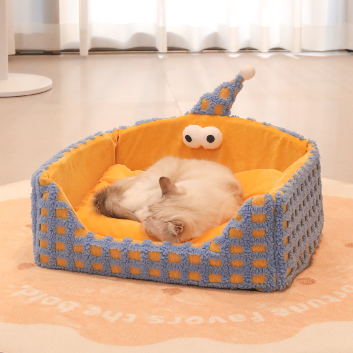 可拆洗宠物窝秋冬新款提织格三角帽海绵窝猫窝狗窝