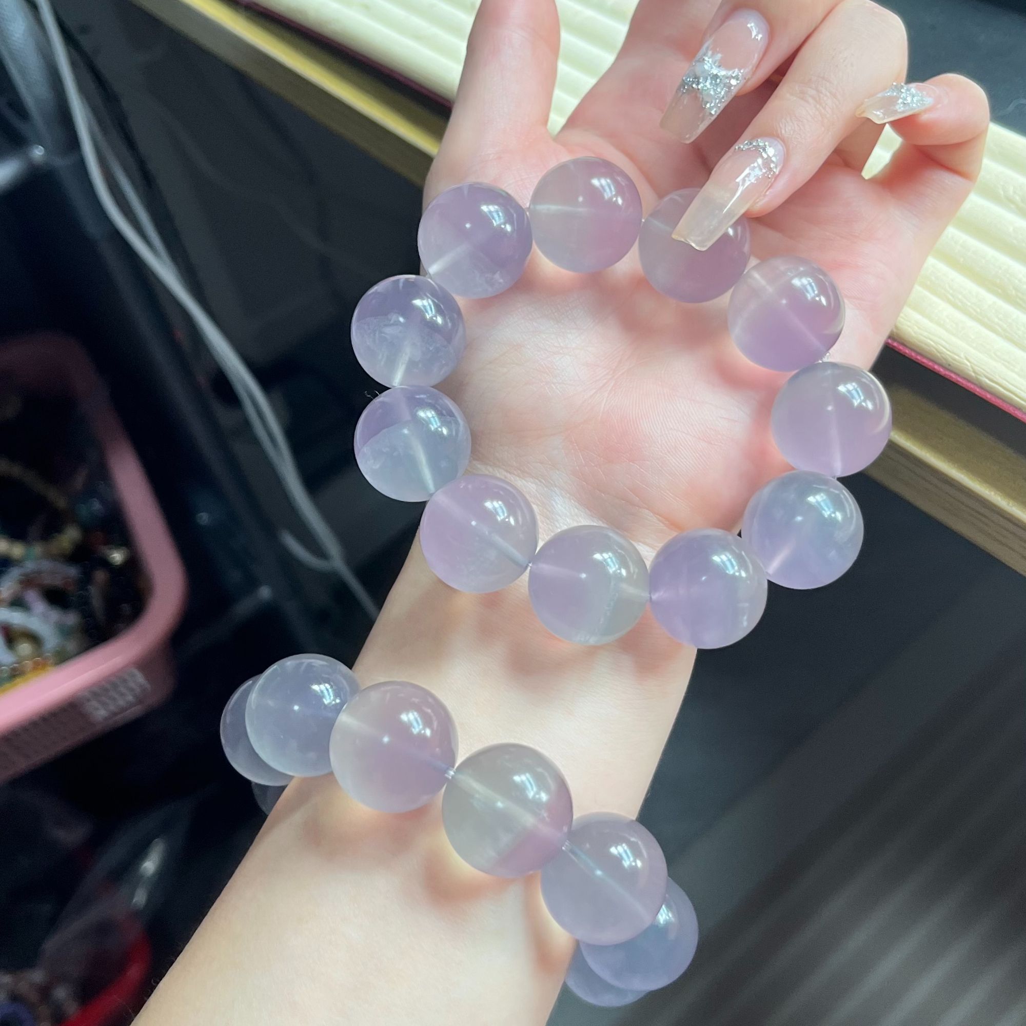 巨无霸高冰萤石七彩梦幻手串糖果渐变彩虹马卡龙情侣【直播间链接】