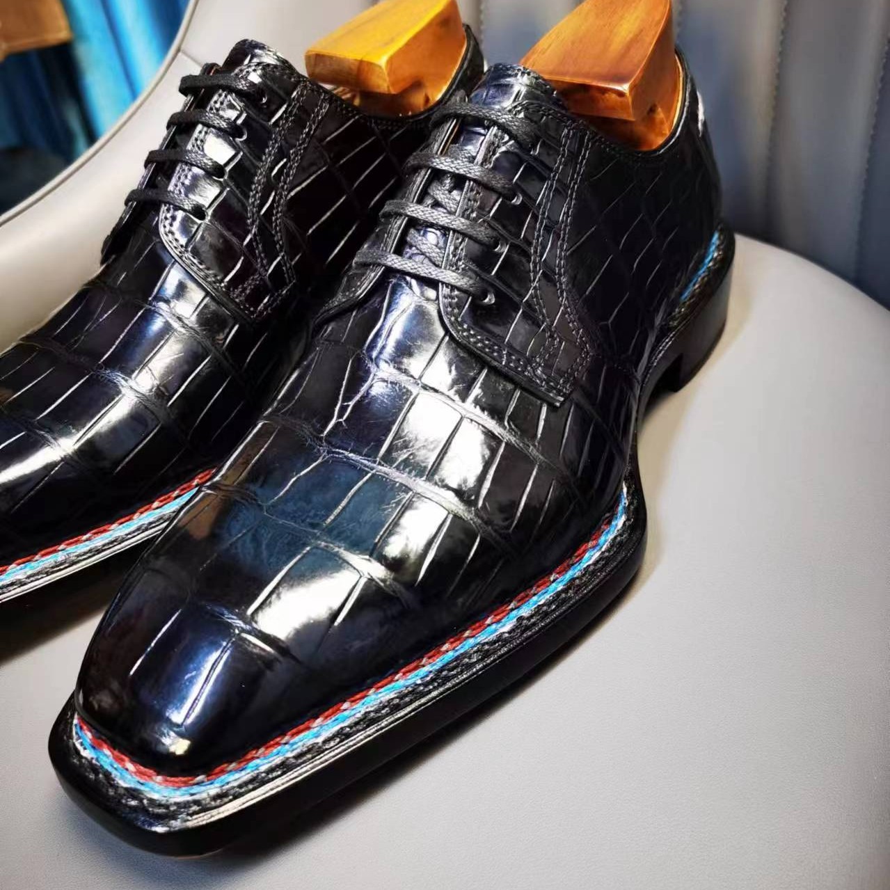 高定款挪威缝琴底擦色真皮男士商务皮鞋奢侈品皮鞋牛津鞋