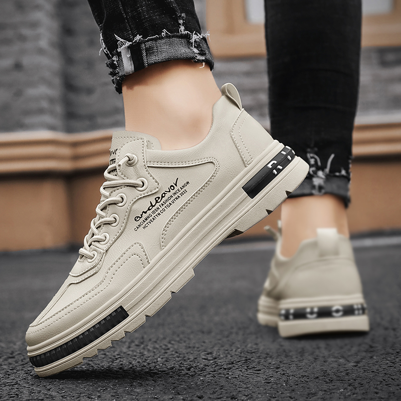 鸿星尔克领跑冬男鞋2024新款男运动休闲增高板鞋小白皮鞋耐磨潮鞋