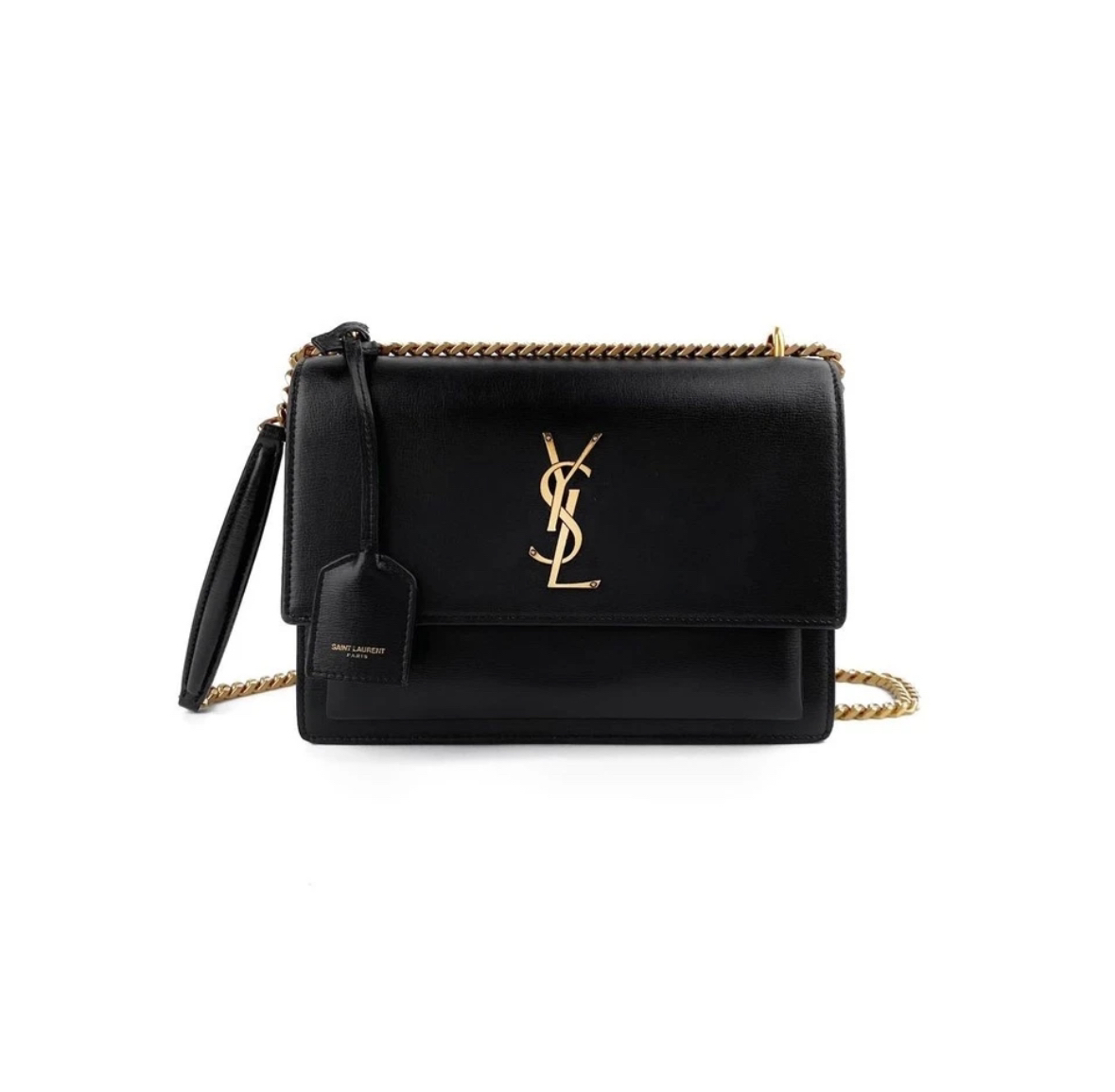 99新 YSL/圣罗兰 圣罗兰黑金日落中号光面链条包
