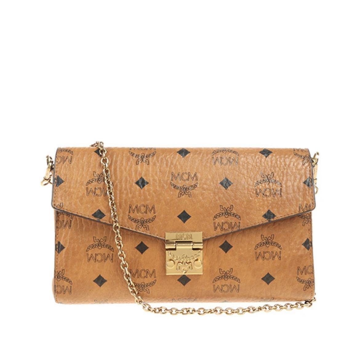 95新 MCM mcm干邑色链条包