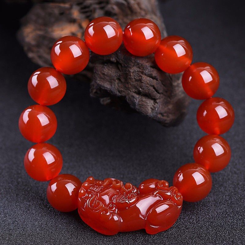 带证书正宗红玛瑙貔貅手链天然真品手镯本命年男女款时尚百搭手串