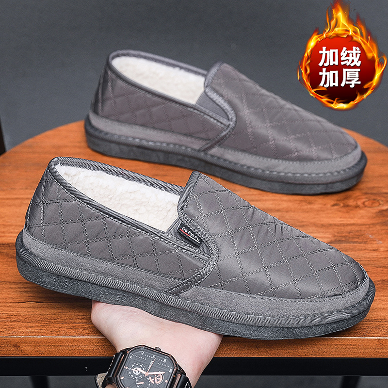 2025年冬季新款男士短款雪地靴面包棉鞋保暖加绒短绒休闲鞋低帮