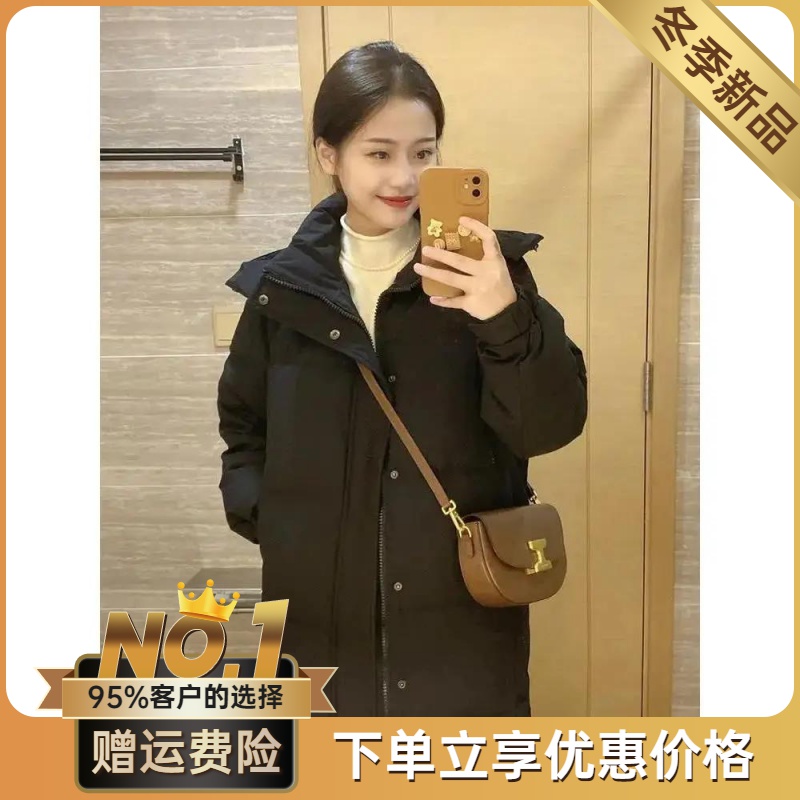 爆款中戏长款羽服女冬季过膝加厚外套宽松连帽衣袄2023年新款