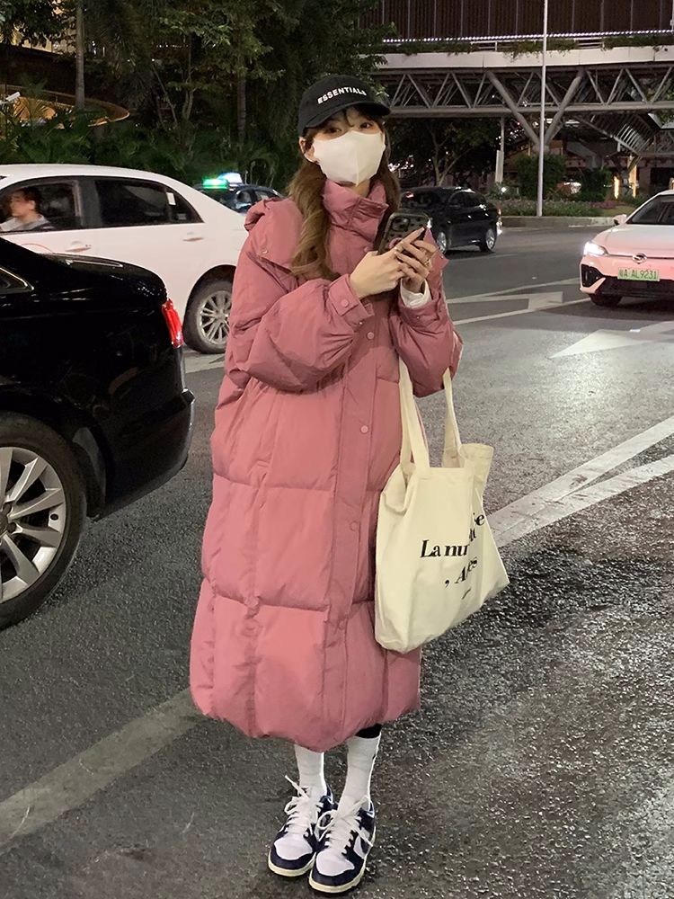 【小扬哥甄选】2023新款白鸭绒羽绒服树莓粉泡芙长款女宽松显瘦过