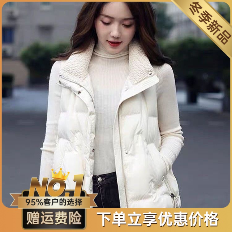 爆款羽绒服马甲女外穿2023款新款秋冬跑步白鸭绒外穿背心立领无袖
