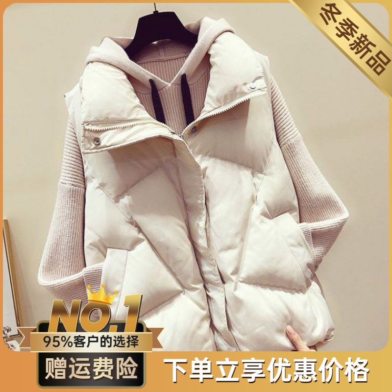 爆款羽绒服马甲女背心2023秋冬季新款韩版百搭加厚宽松坎肩棉马