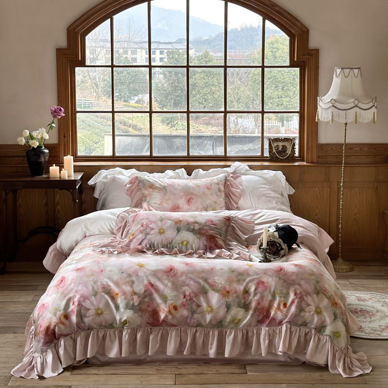 【主播推荐】西娅庄园 春夏新款天丝棉四件套手工公主款四季通用