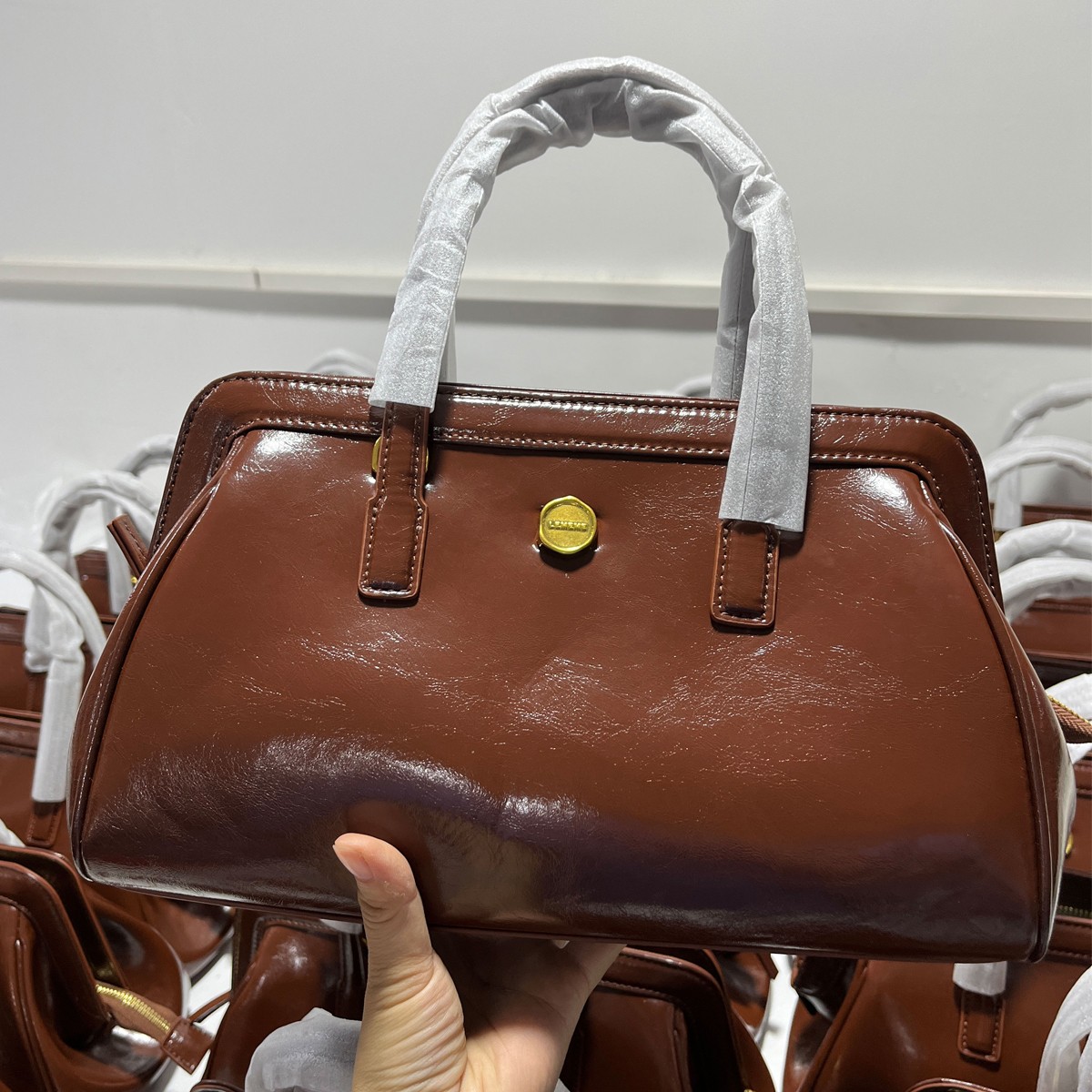 塔莎奶奶小众设计师款法式中古包vintage真皮公文包大号